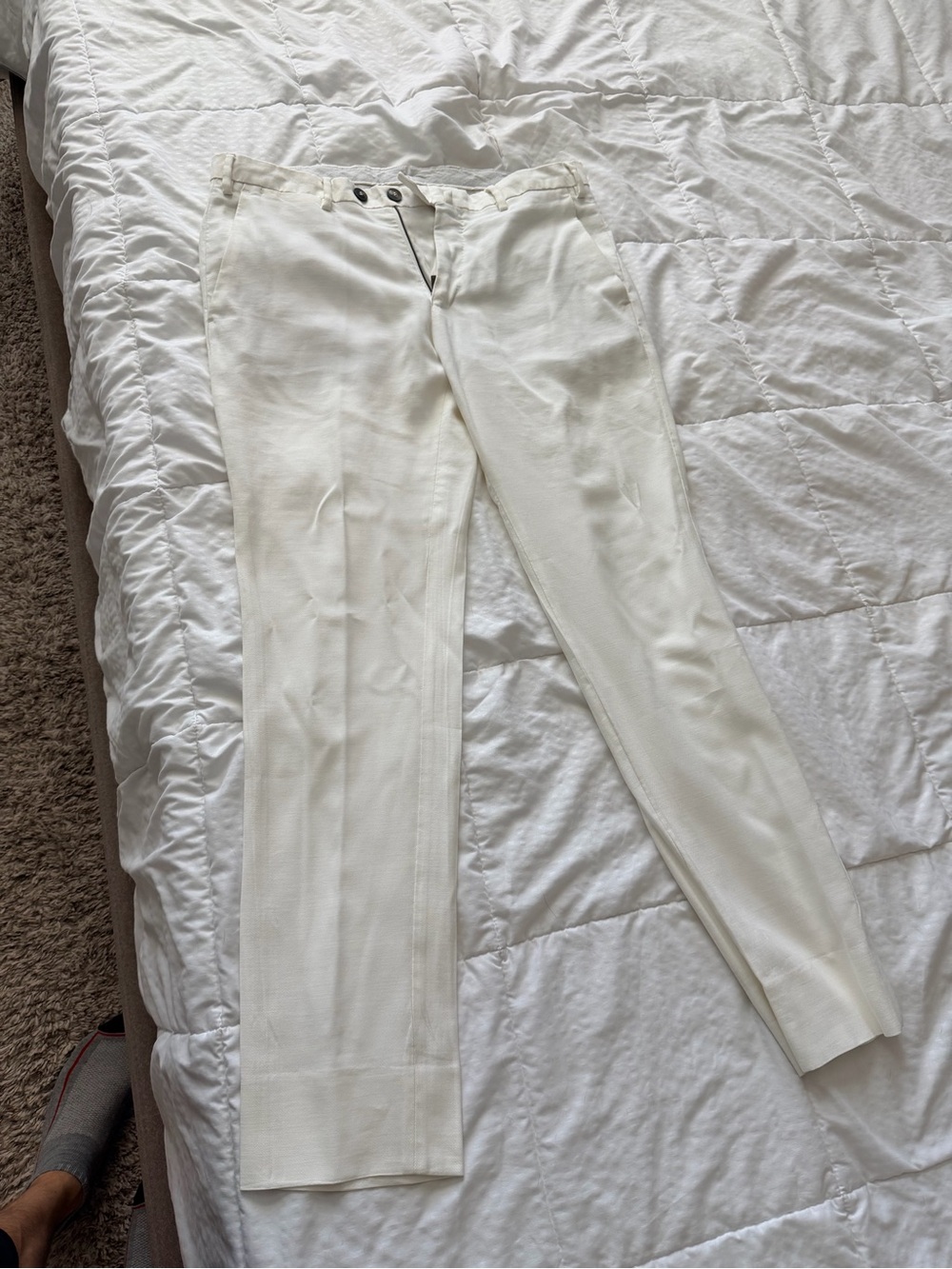 Emporio Armani Men's Cream Dress Pants - Slim Tailored Style